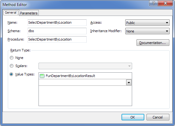 Stored procedure with complex type result