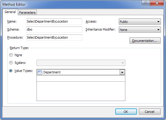 Stored procedure with entity result