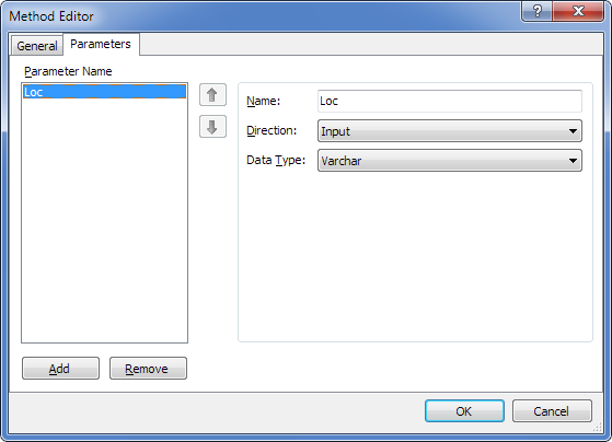 Stored procedure method parameters