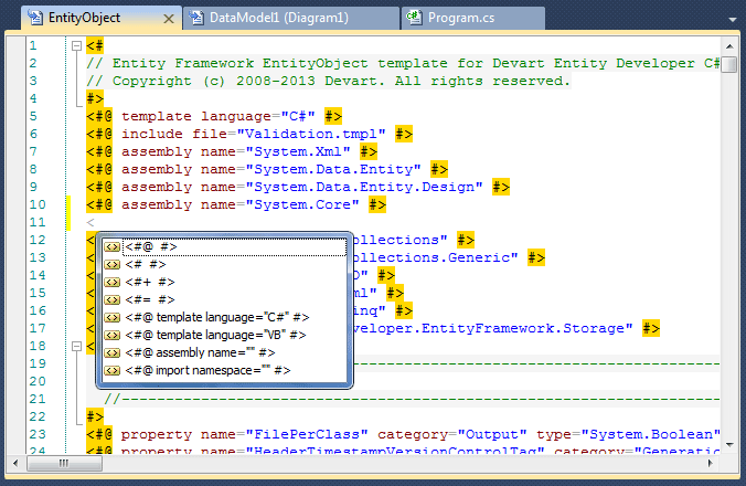 Navigating from the Error List window to the line with the error