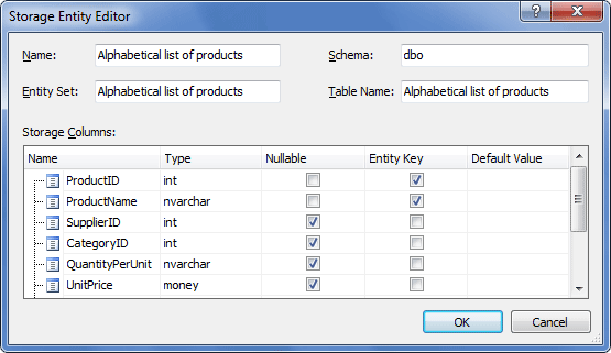Displaying the Storage Entity Editor page