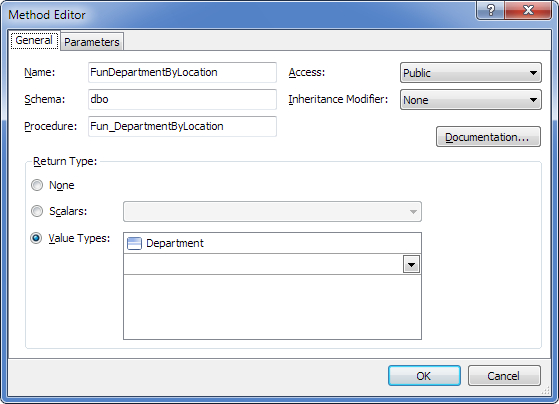 Table-valued function method in model