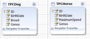 Sample tables on the diagram