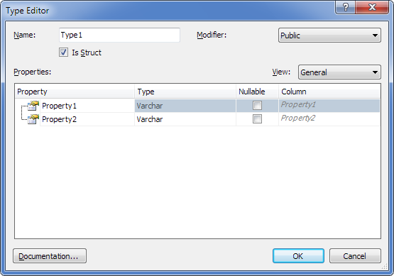 Type Editor dialog