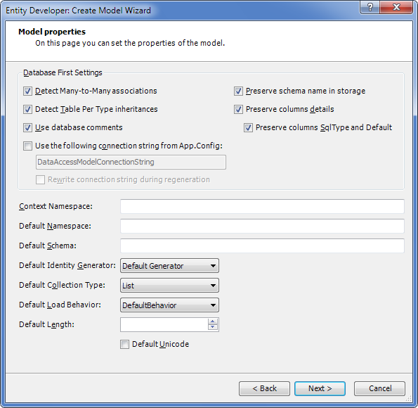 Configure model properties