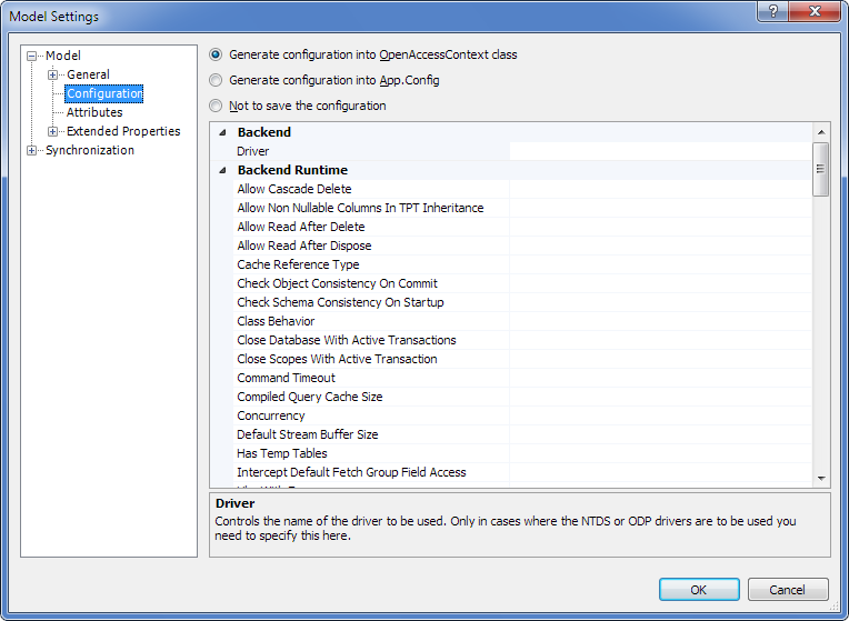 Configure model settings