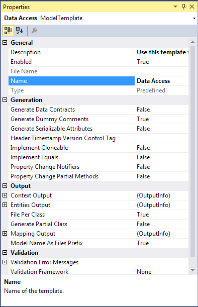 Configure template properties
