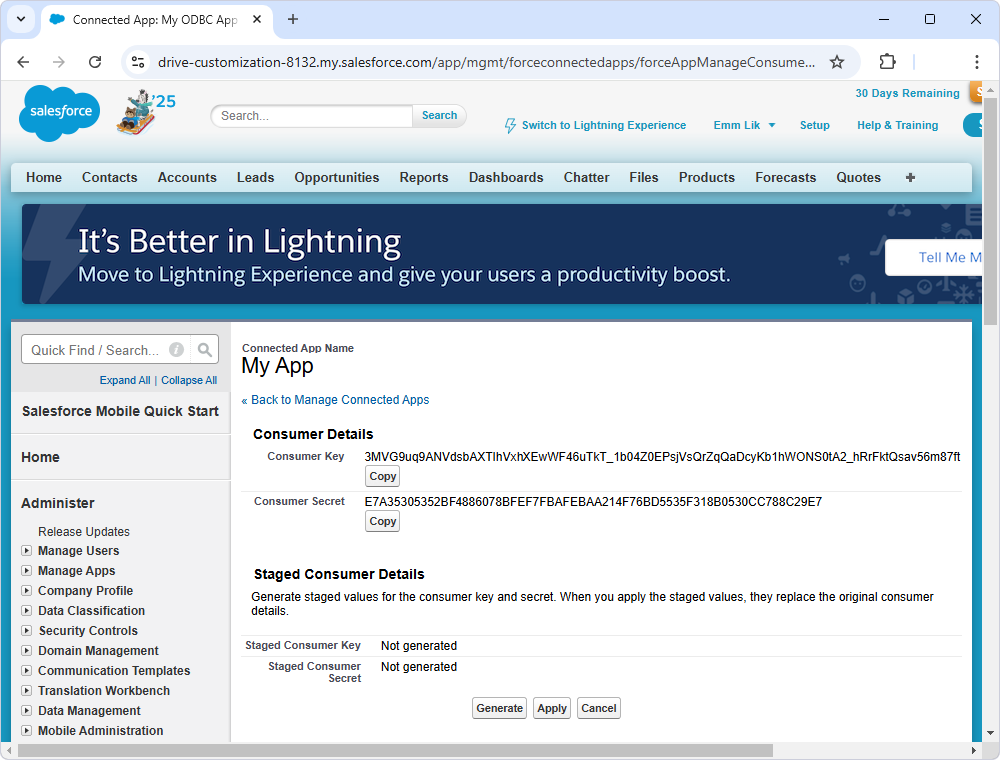 Salesforce Consumer Secret