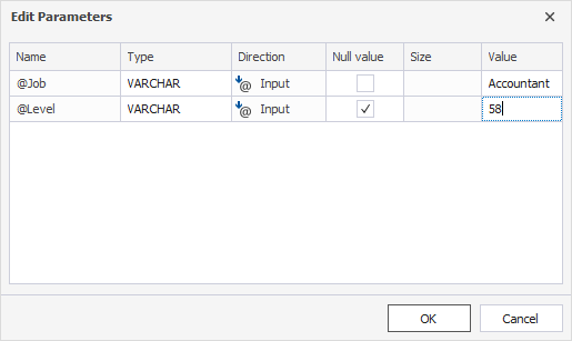 Edit parameters