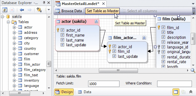 Master Detail - Set a Table as Master