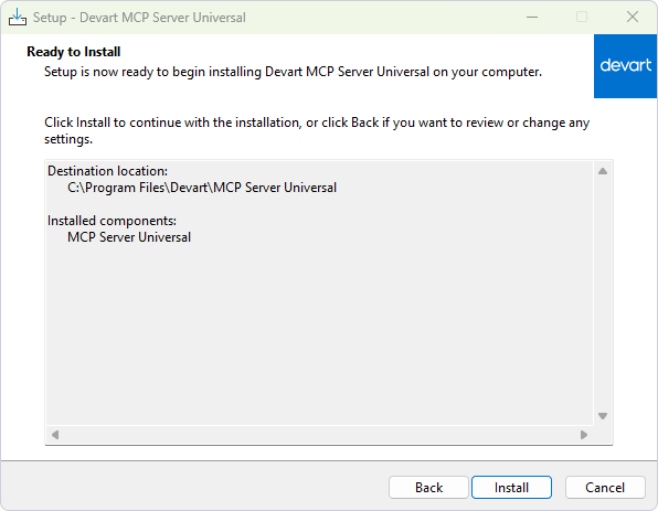 View the Ready to Install page