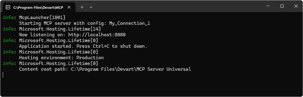 The MCP Server is running