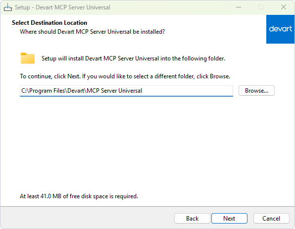 Choose the installation folder
