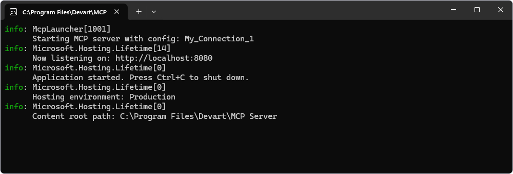 The MCP Server is running