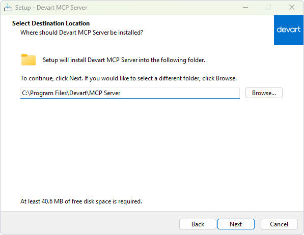 Choose the installation folder