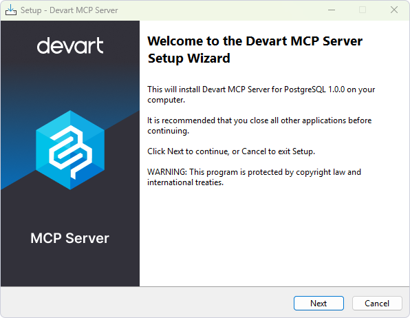 Run the Devart MCP Server wizard