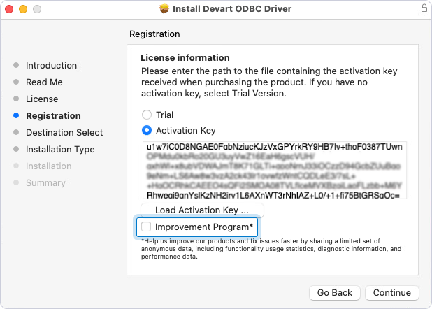 Clear the Improvement Program checkbox in the installation wizard