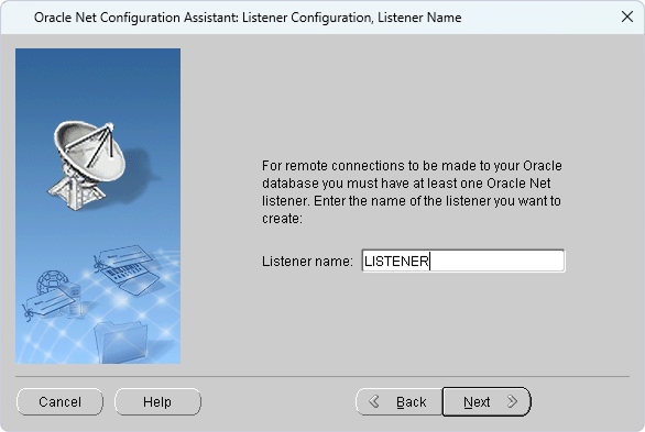Oracle Net Configuration Assistant: Listener Configuration, Listener Name