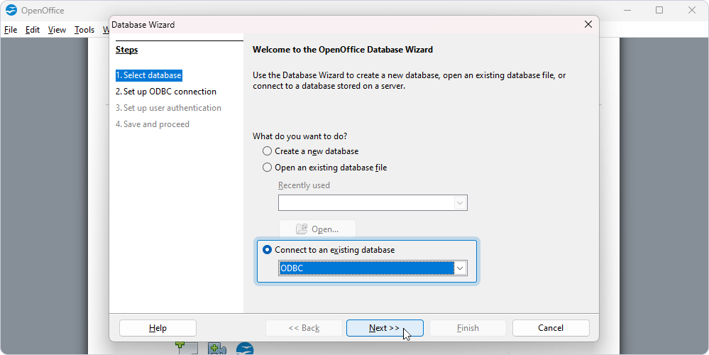 Connect to an existing database