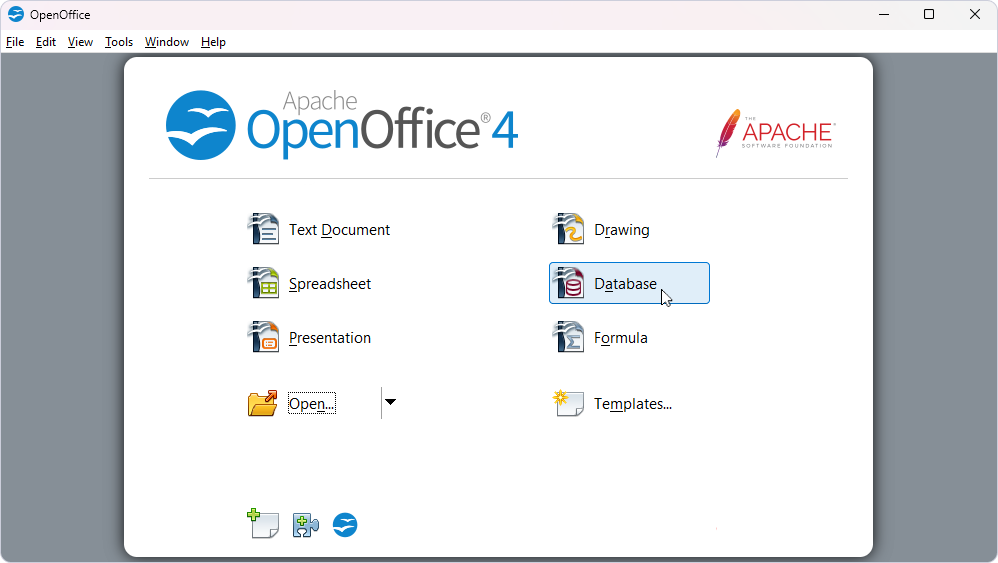 Select the Database option
