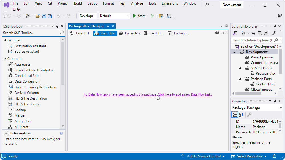 Add a data flow task