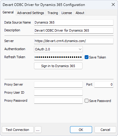 Devart ODBC Driver for Dynamics 365 Configuration