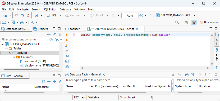 Type SQL query in DBeaver Enterprise