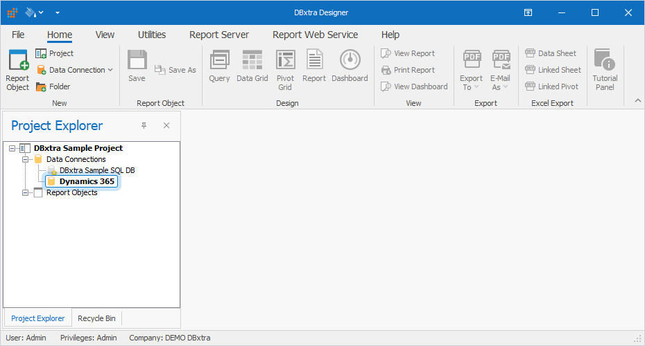 Project Explorer with the expanded Data Connections subfolder containing a new connection