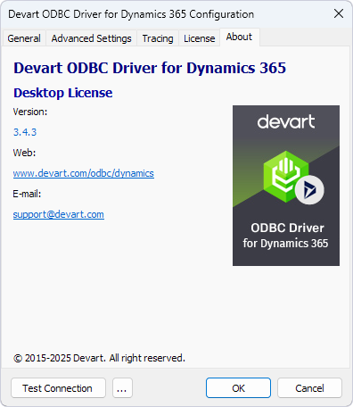 Installed ODBC driver details