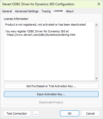 Driver Configuration dialog