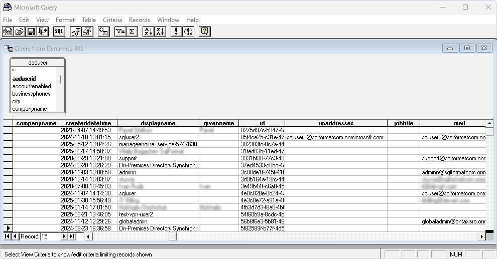 Query from Devart ODBC Driver in Microsoft Query