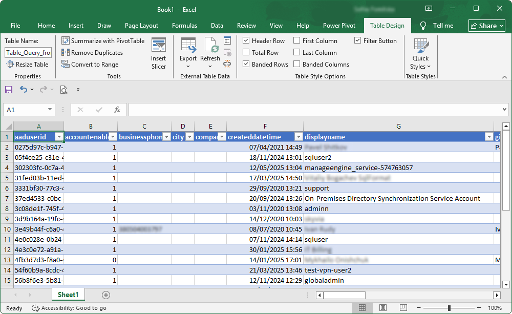 Return data to Excel and finish data import