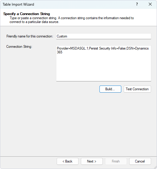 Specify the Connection string and click Next