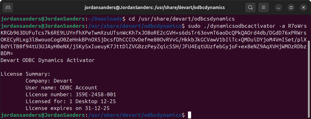 Activate the driver on Linux