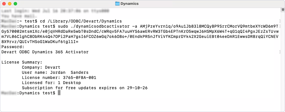 Activate the driver on macOS