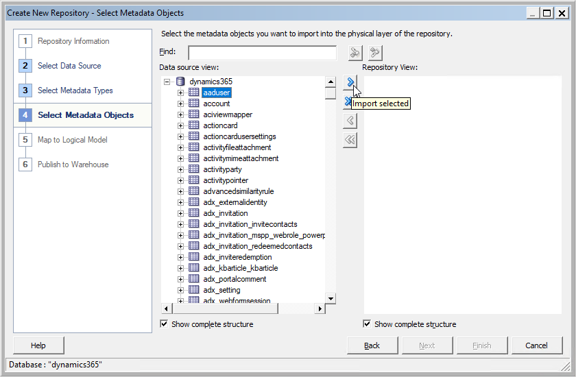 Select the necessary table