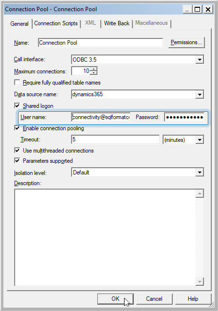 Enter your data source credentials
