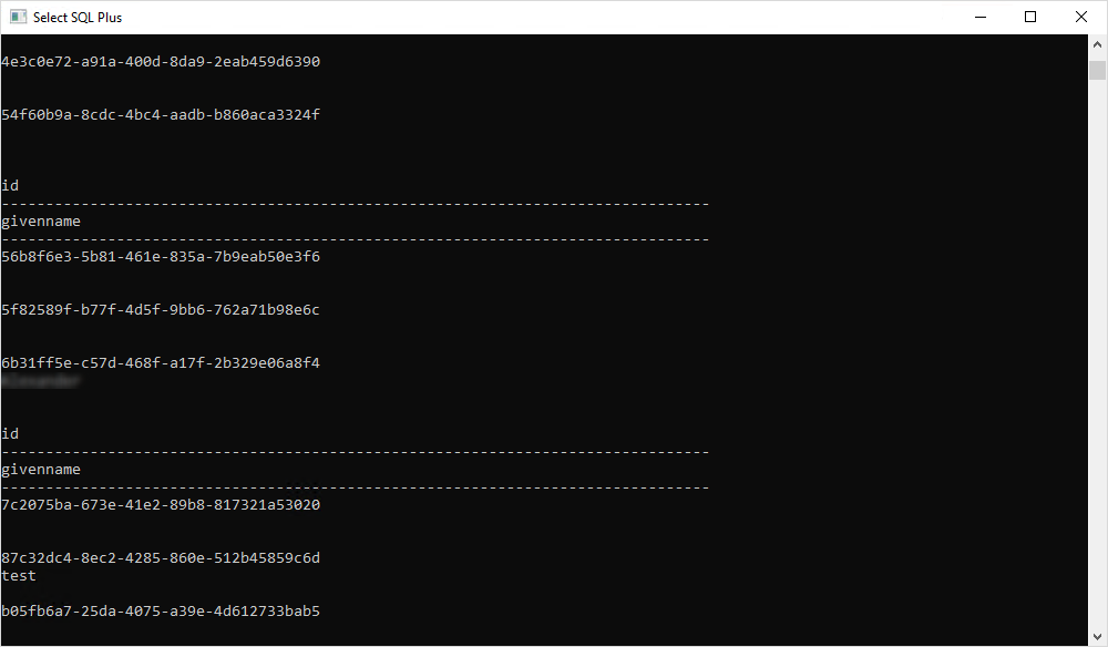 SQL Plus data retrieving from Account