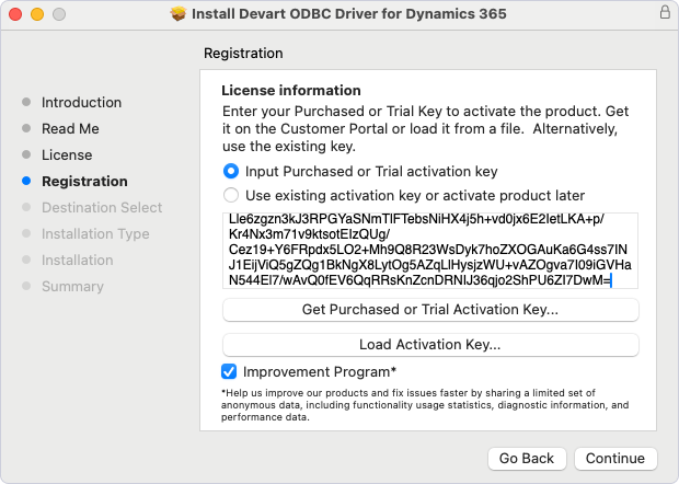 ODBC Driver activation