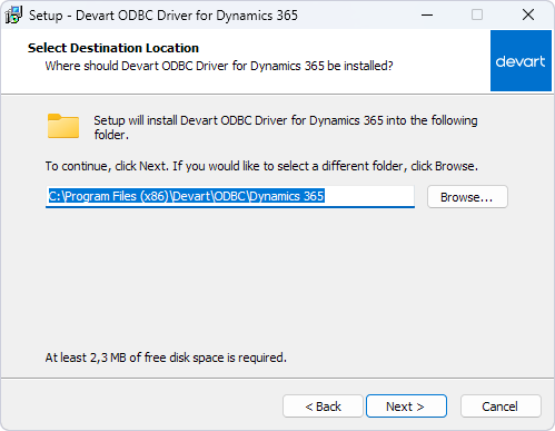Choose the installation folder