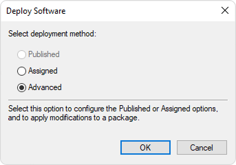 Specify the software deployment method