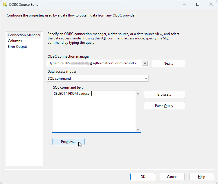 Get data using a SQL query
