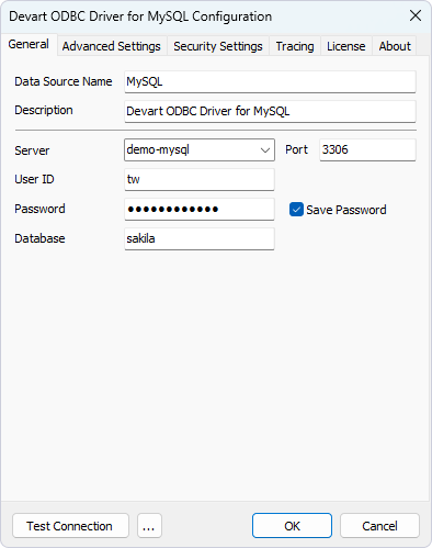 Devart ODBC Driver for MySQL Configuration