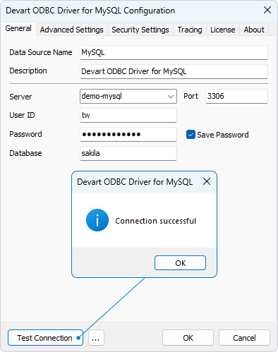 Devart ODBC Driver for MySQL Configuration