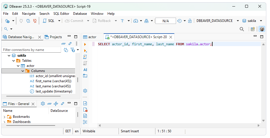 Type SQL query in DBeaver Community