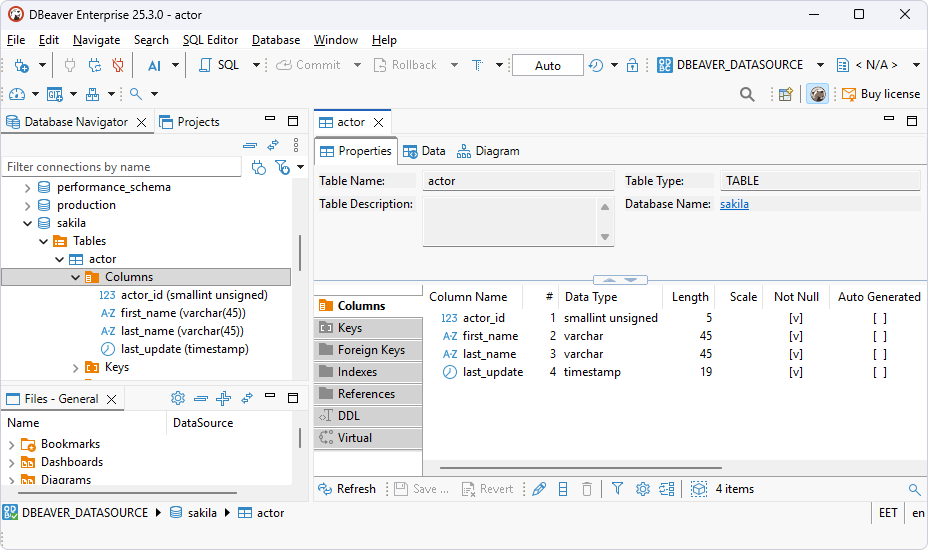 The table data is loaded in DBeaver Enterprise