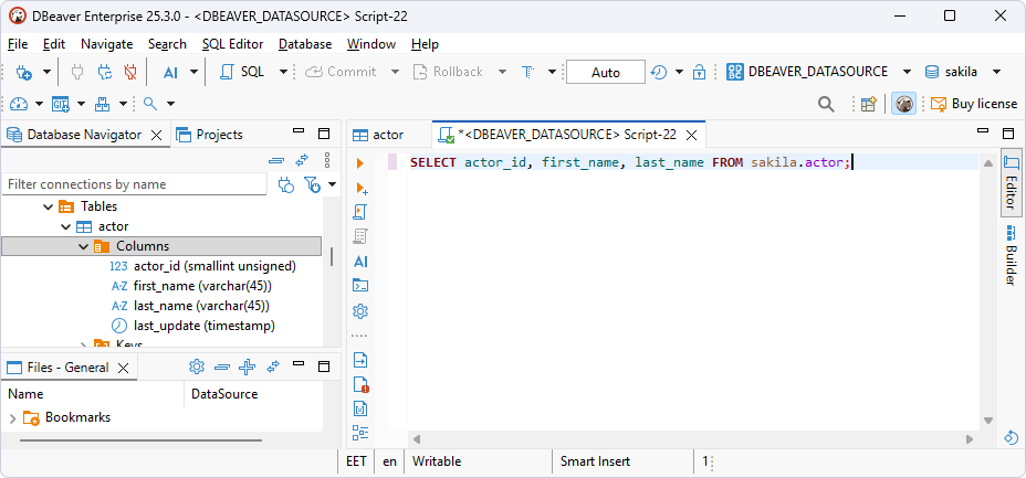 Type SQL query in DBeaver Enterprise