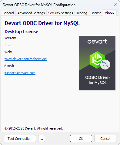 Installed ODBC driver details