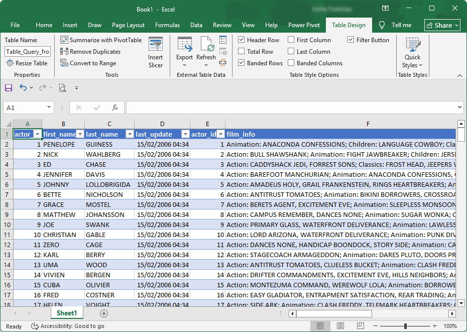 Return data to Excel and finish data import