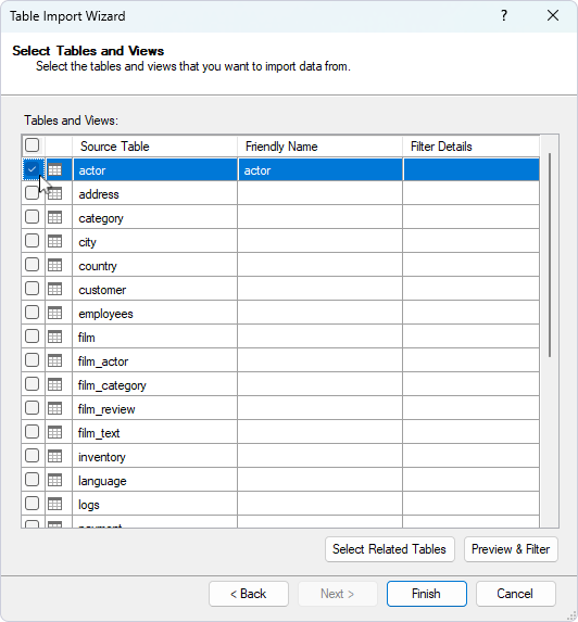 Select Others (OLEDB/ODBC) in Table Import Wizard